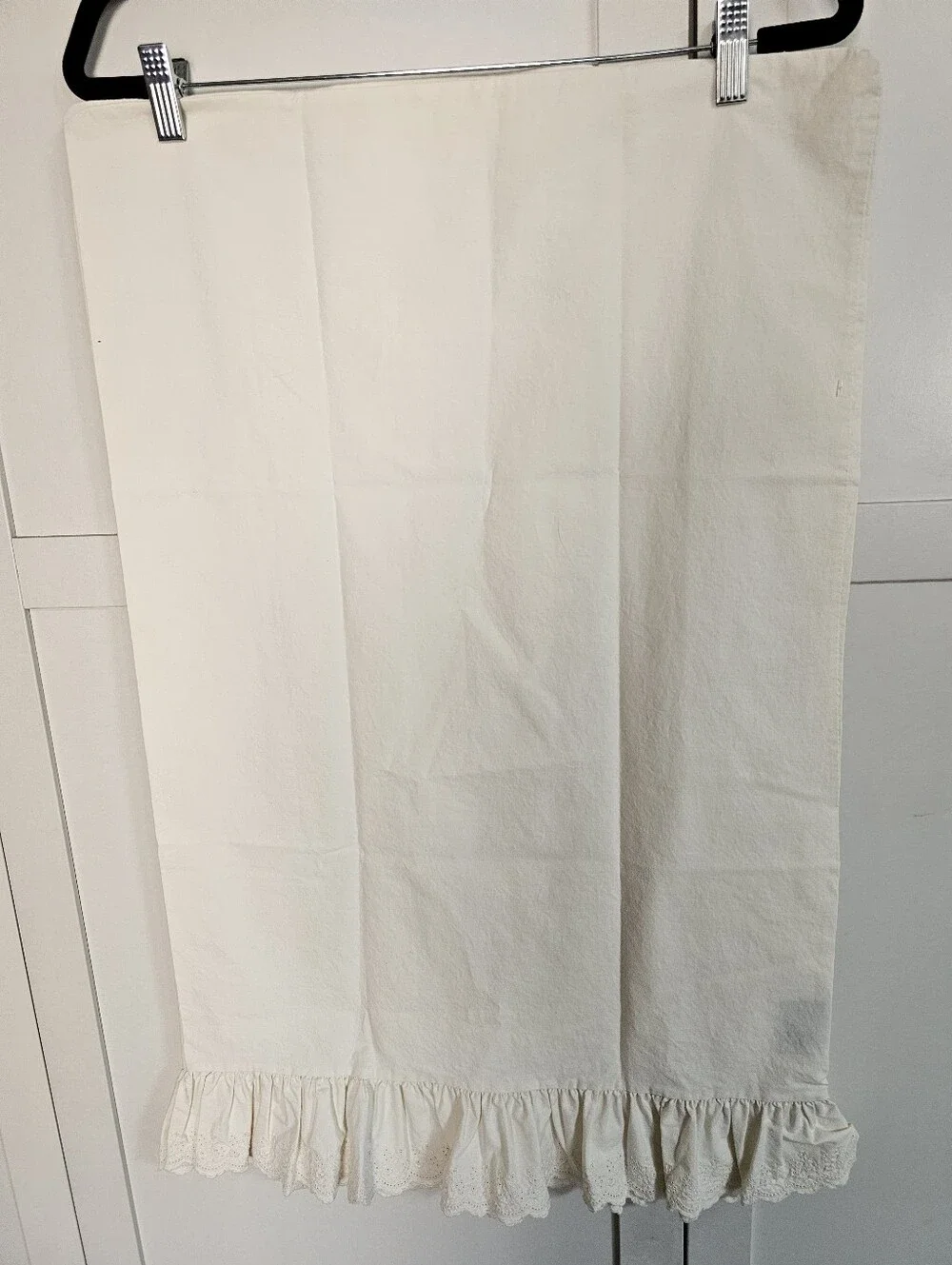 Vtg Ralph Lauren Bromley Eyelet Lace Ruffle Standard Pillowcases Pair 19x30 USA